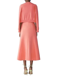 Embroidered Sleeveless Fit & Flare Midi-Dress