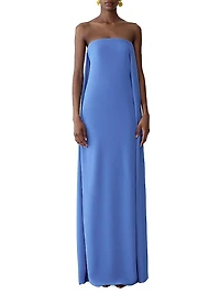 Draped-Front Strapless Column Gown