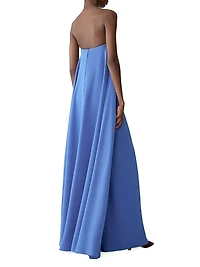 Draped-Front Strapless Column Gown