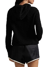 Cashmere-Blend Cable-Knit Hooded Sweater