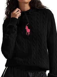 Cashmere-Blend Cable-Knit Hooded Sweater