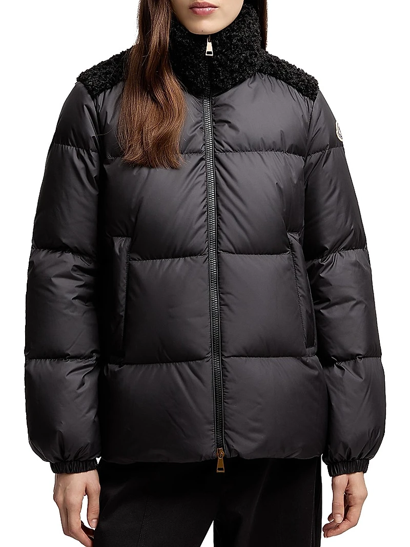 Esnaie Puffer Jacket with Teddy Trim
