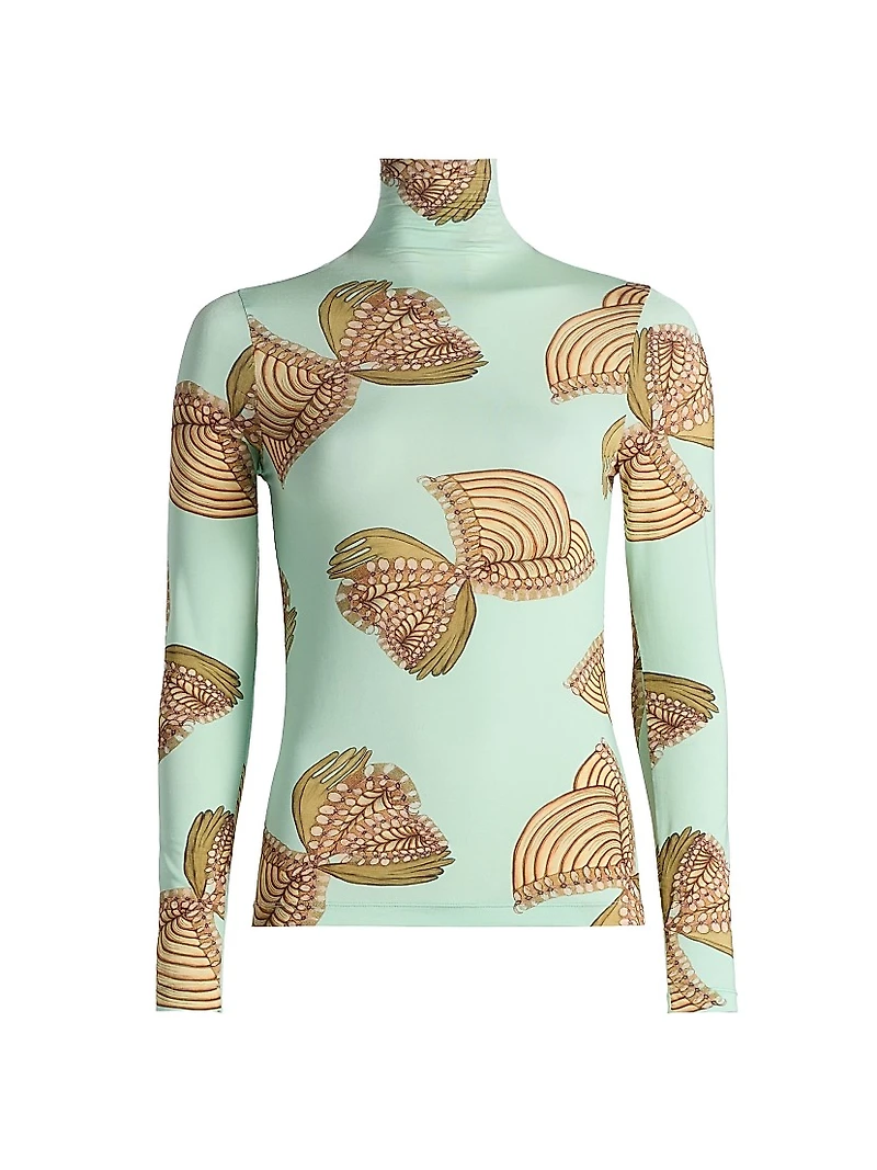 Aurelia Stretch-Knit Turtleneck Top