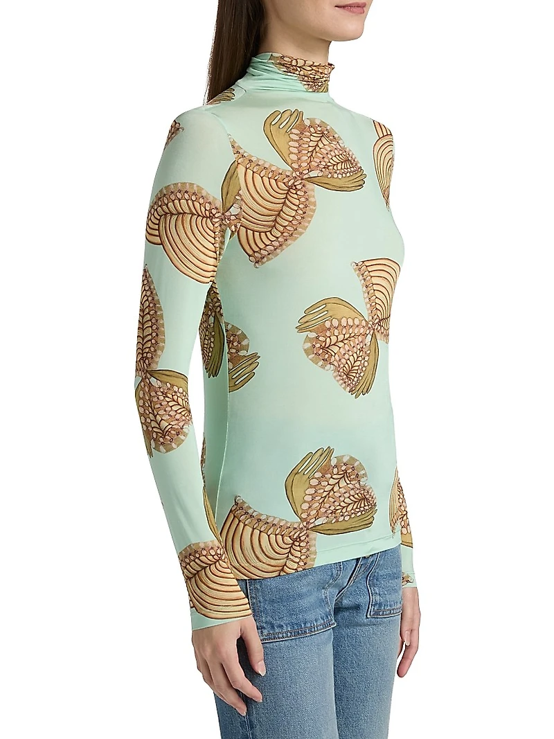 Aurelia Stretch-Knit Turtleneck Top