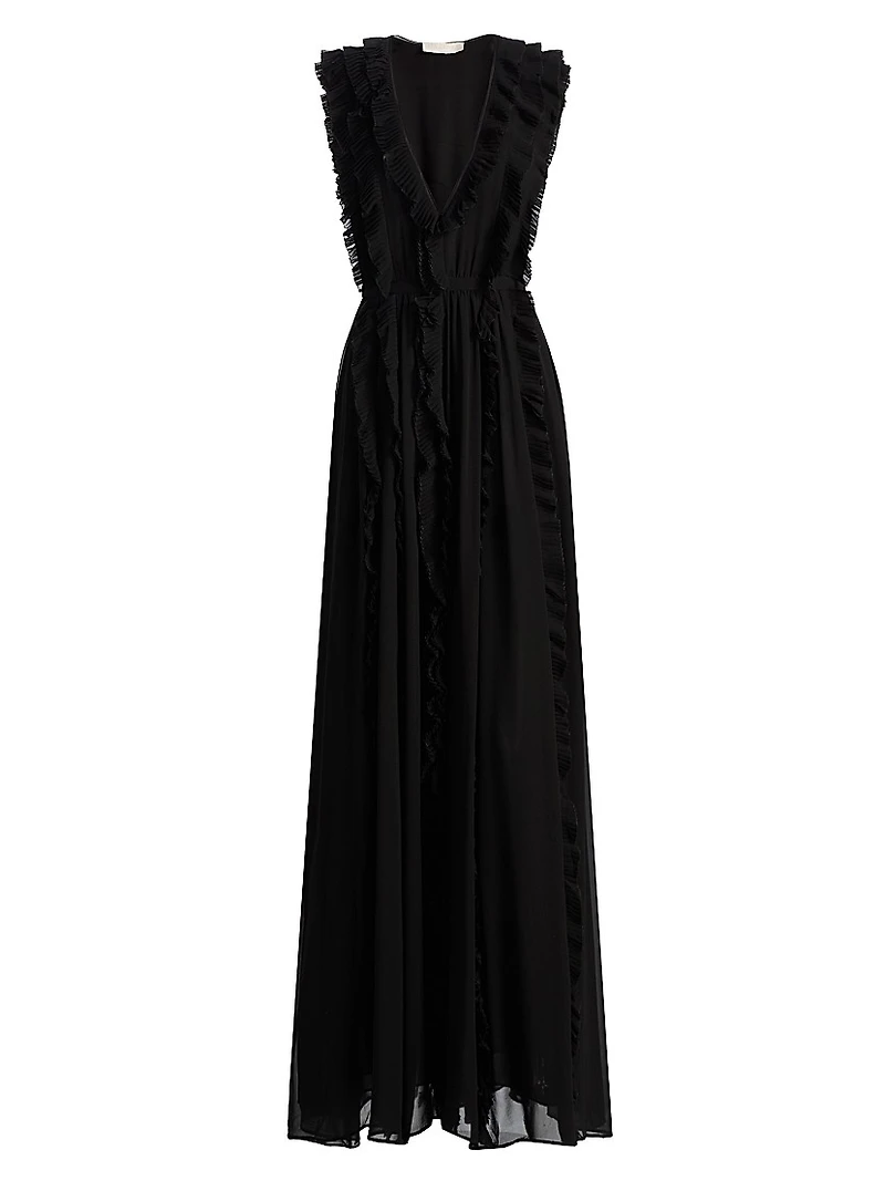 Aida Silk Cascading Ruffle Gown