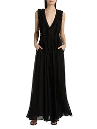 Aida Silk Cascading Ruffle Gown