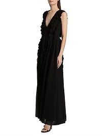 Aida Silk Cascading Ruffle Gown