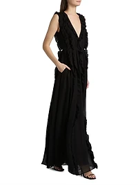 Aida Silk Cascading Ruffle Gown