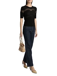 Ayla Ribbed Sheer-Panel Top