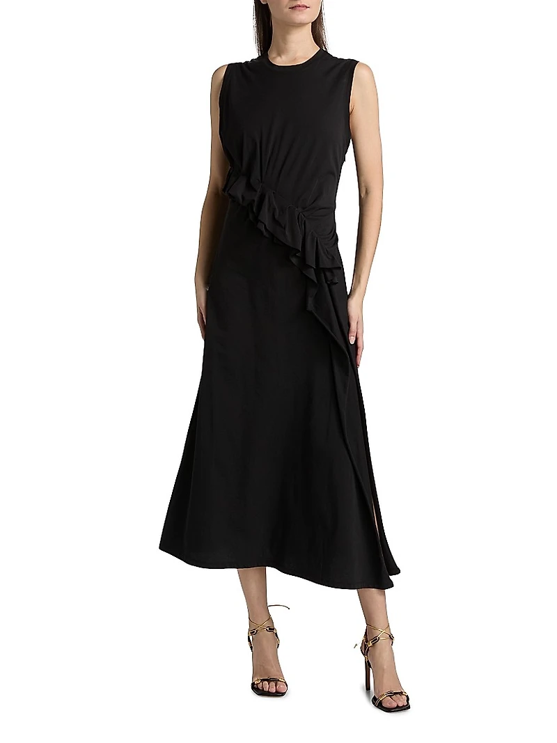 Jeune Ruffled Cotton Midi-Dress