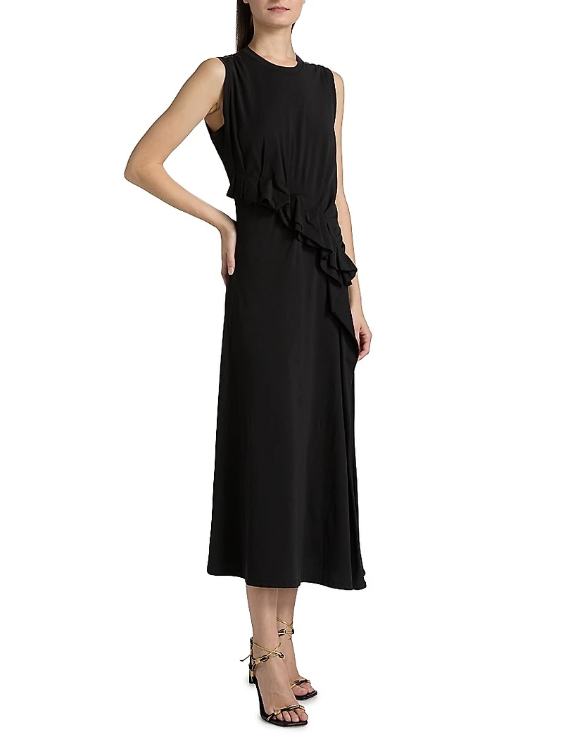 Jeune Ruffled Cotton Midi-Dress