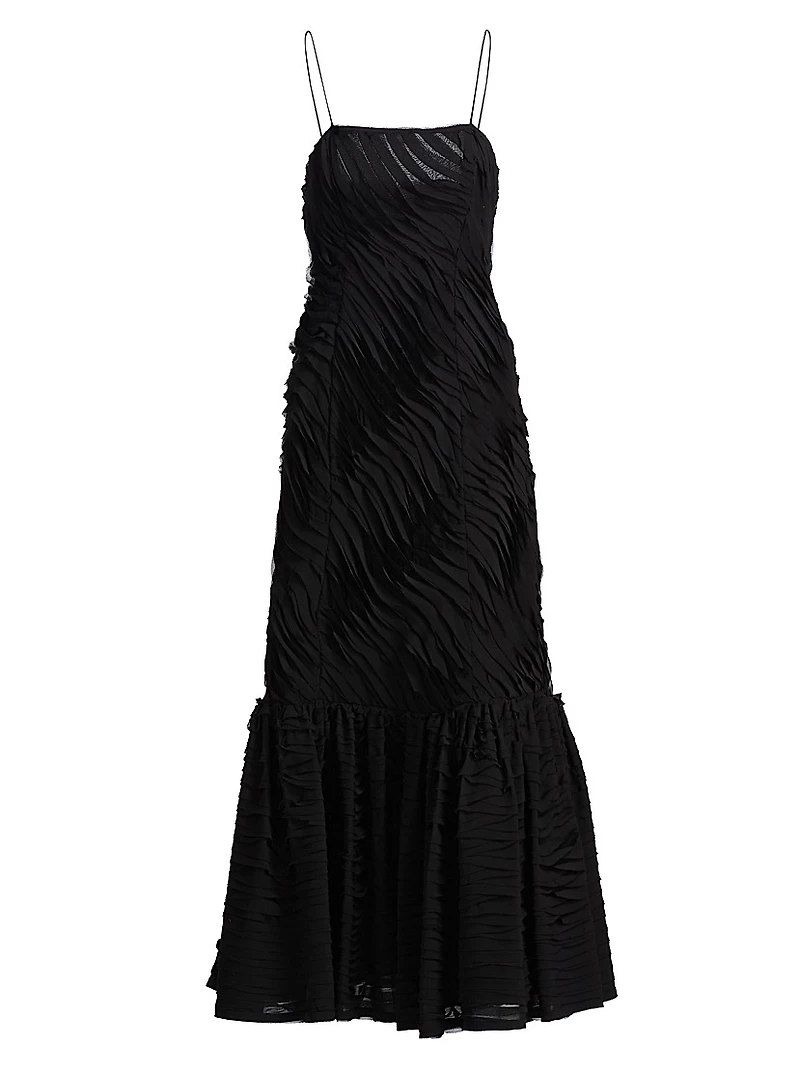 Augustina Textured-Pleat Maxi Dress