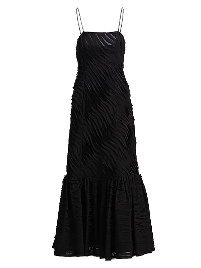 Augustina Textured-Pleat Maxi Dress