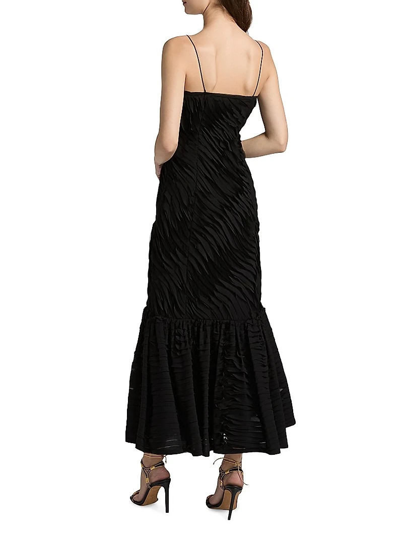 Augustina Textured-Pleat Maxi Dress