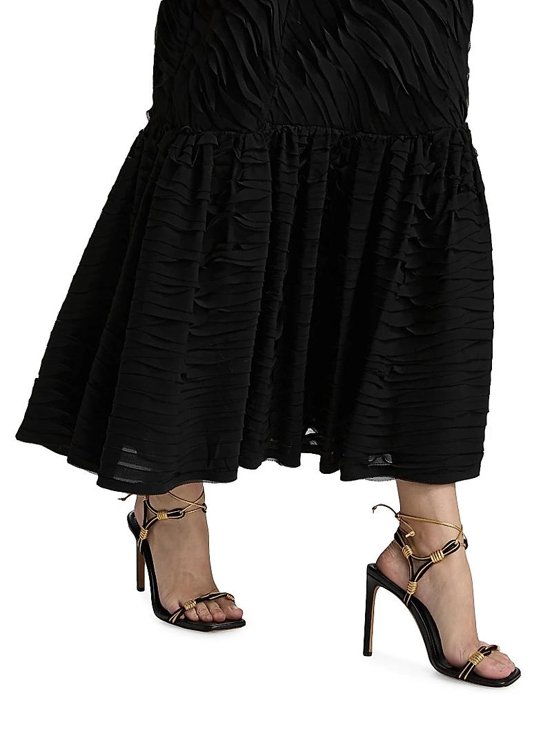 Augustina Textured-Pleat Maxi Dress