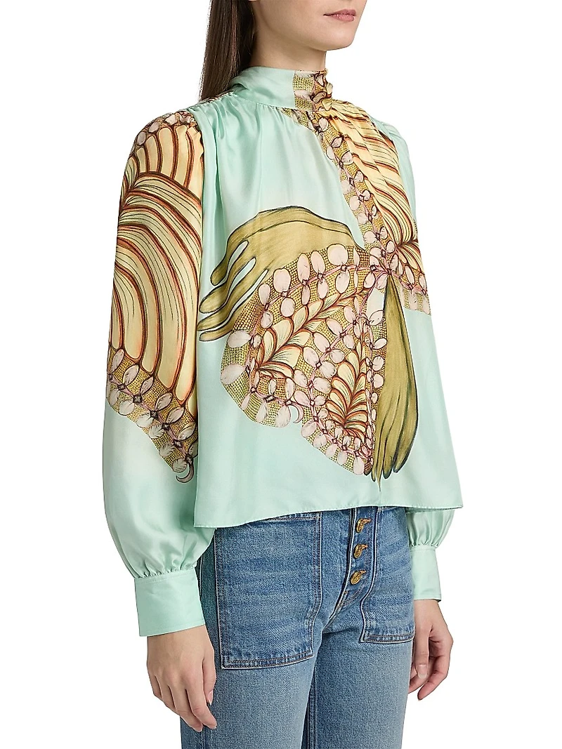 Anna Zemankova Ornament Printed Silk Blouse