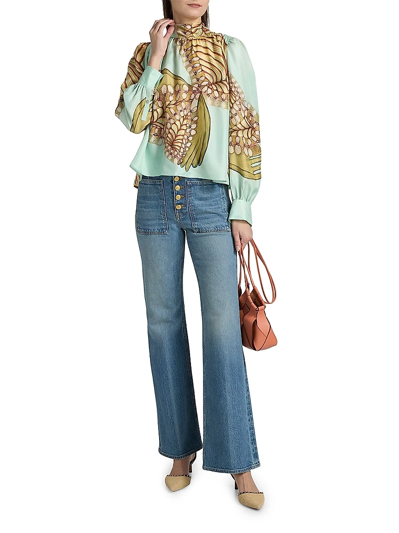 Anna Zemankova Ornament Printed Silk Blouse