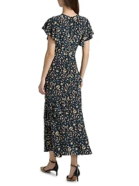 Amaia Printed Ruffled Midi-Dress