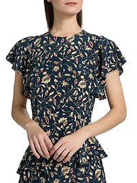 Amaia Printed Ruffled Midi-Dress