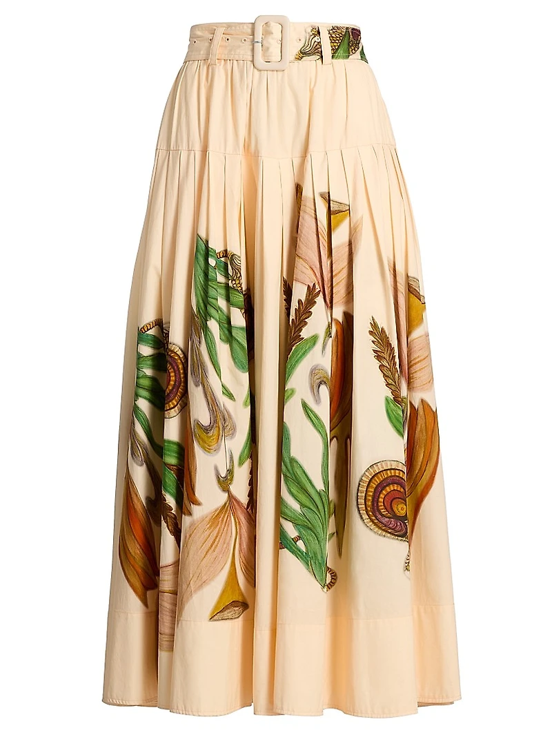 Anna Zemankova Filigree Belted Midi-Skirt