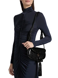 Ida Turtleneck Ruched Satin Maxi Dress