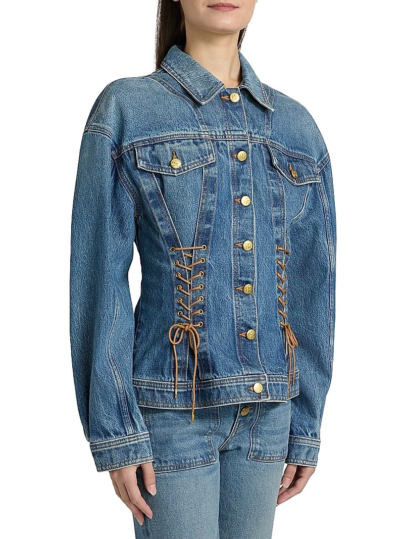 The Noemi Lace-Up Denim Jacket