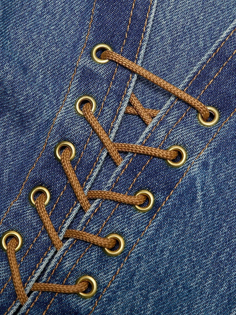 The Noemi Lace-Up Denim Jacket