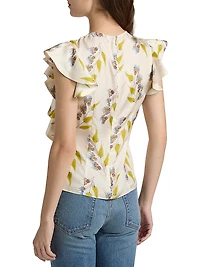 Anna Zemankova Botanical Ruffled Silk Top