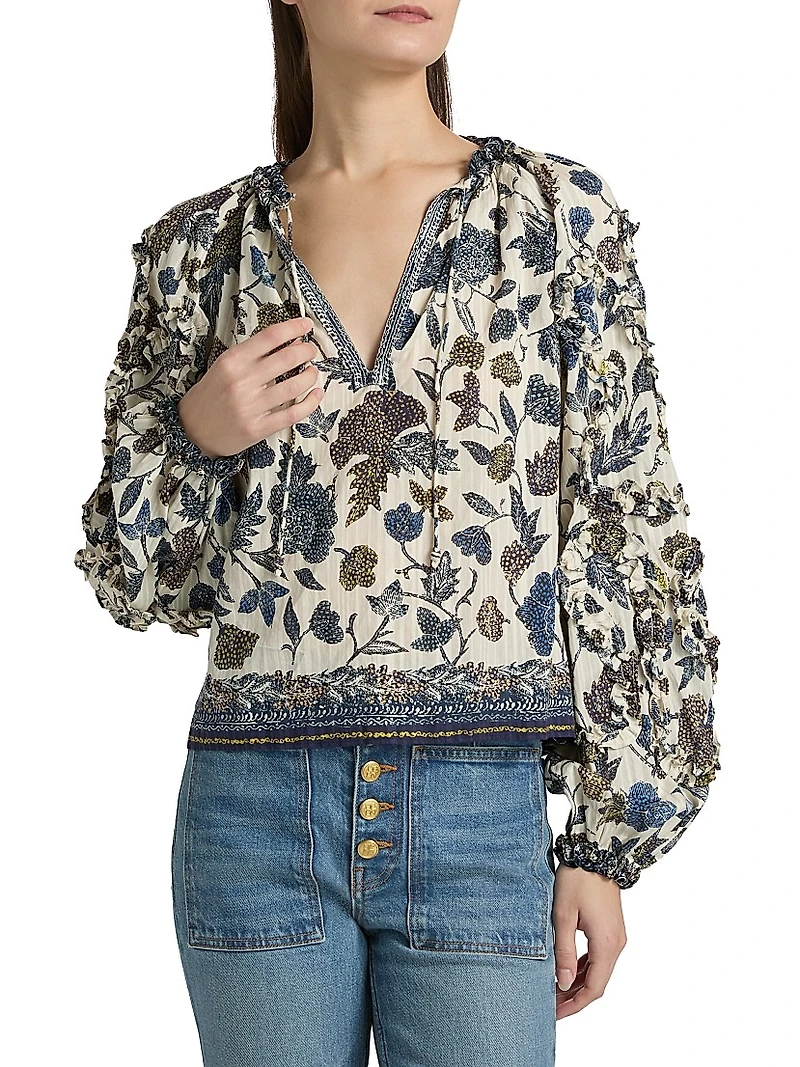 Azrou Printed Ruffled Blouse