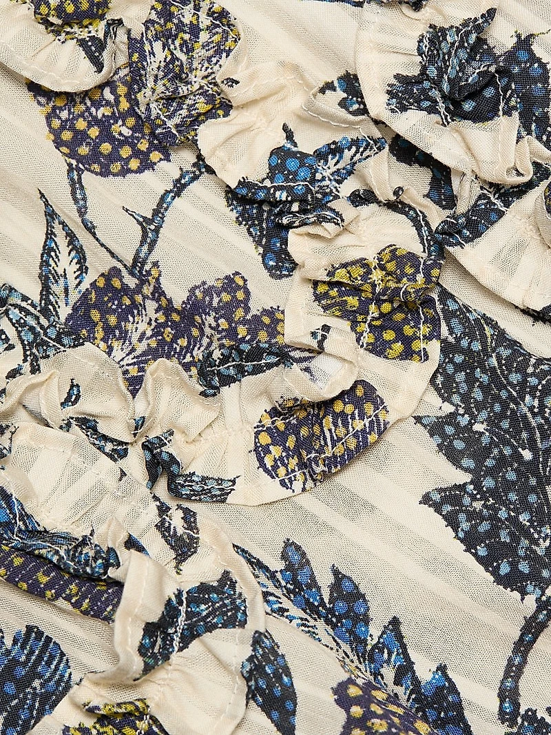 Azrou Printed Ruffled Blouse