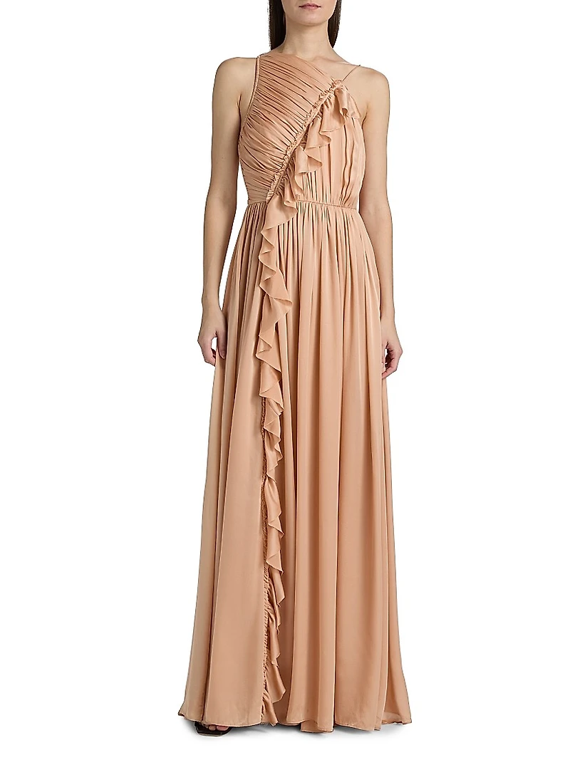 Pleated Silk Gown