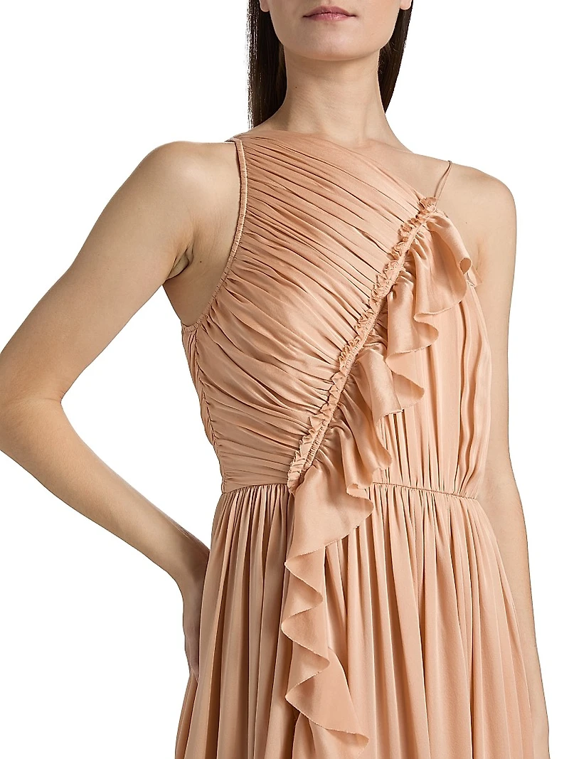 Pleated Silk Gown
