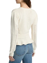 Aurelie Open-Knit Peplum Pullover Sweater