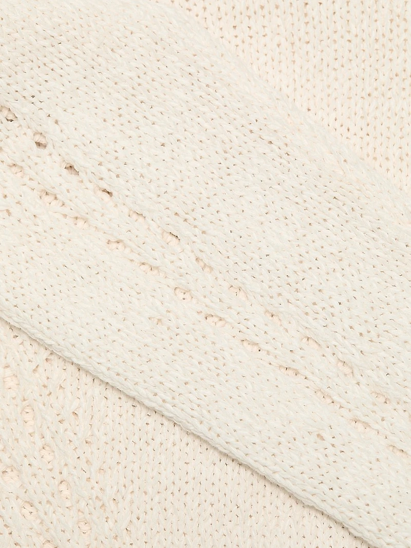 Aurelie Open-Knit Peplum Pullover Sweater