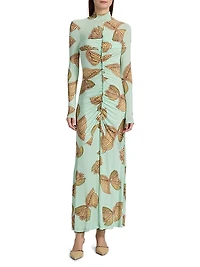 Anna Zemankova Ida Printed Ruched Maxi Dress