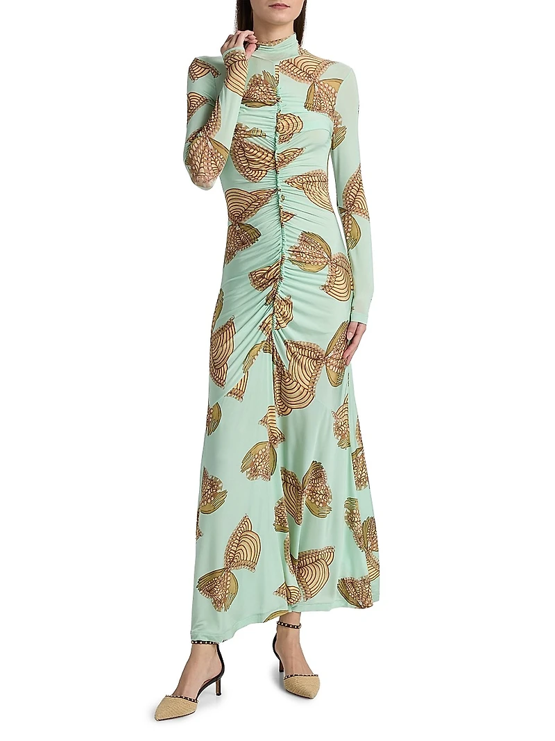 Anna Zemankova Ida Printed Ruched Maxi Dress