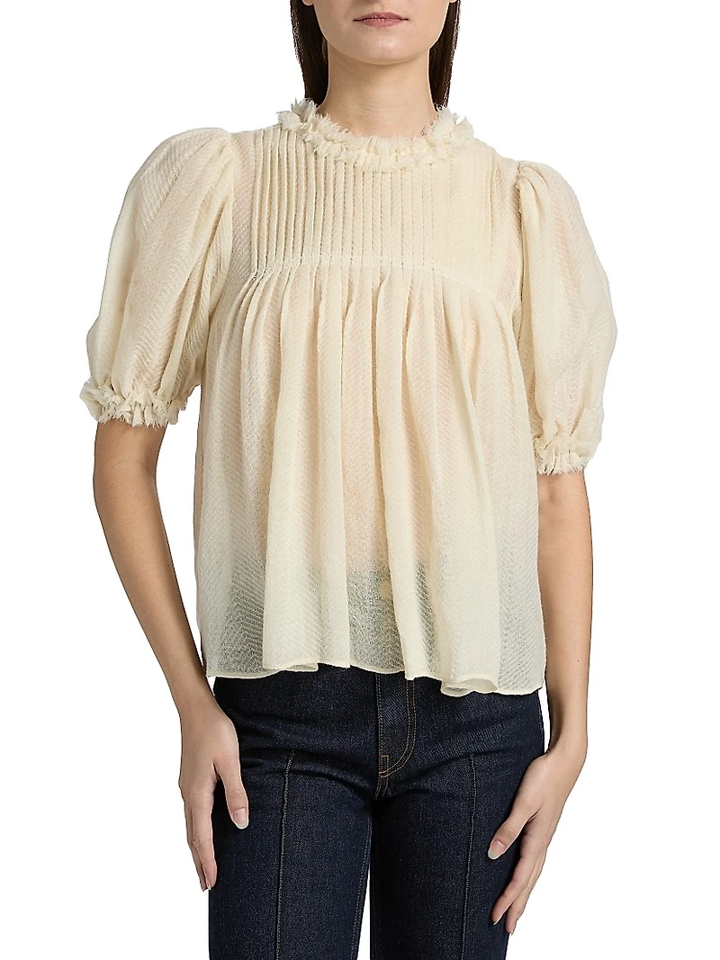 Karlyn Pleated Wool Top