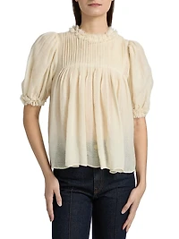 Karlyn Pleated Wool Top