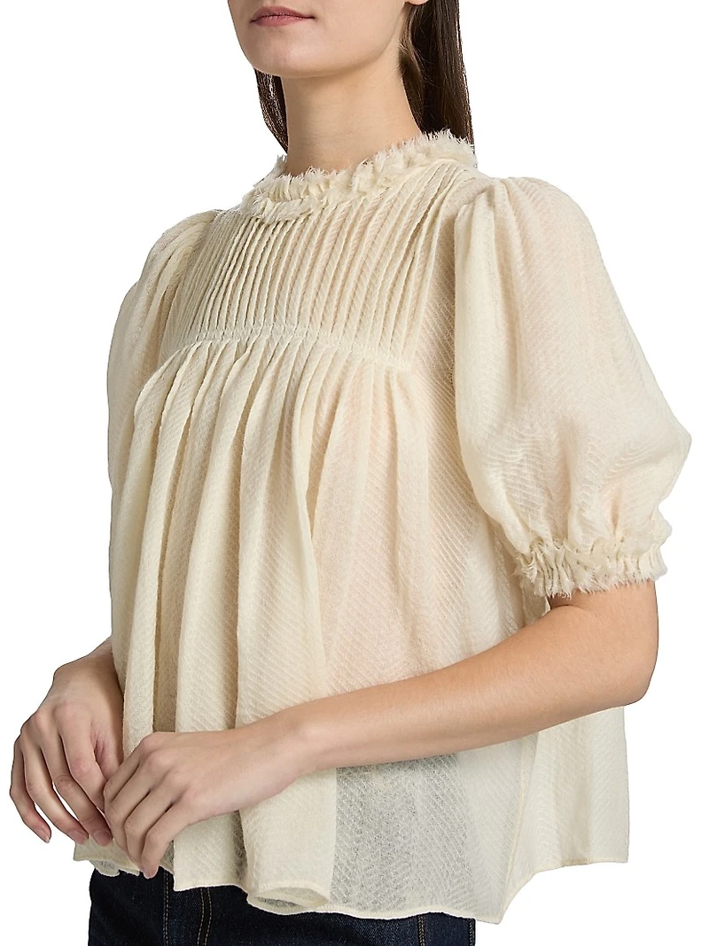 Karlyn Pleated Wool Top