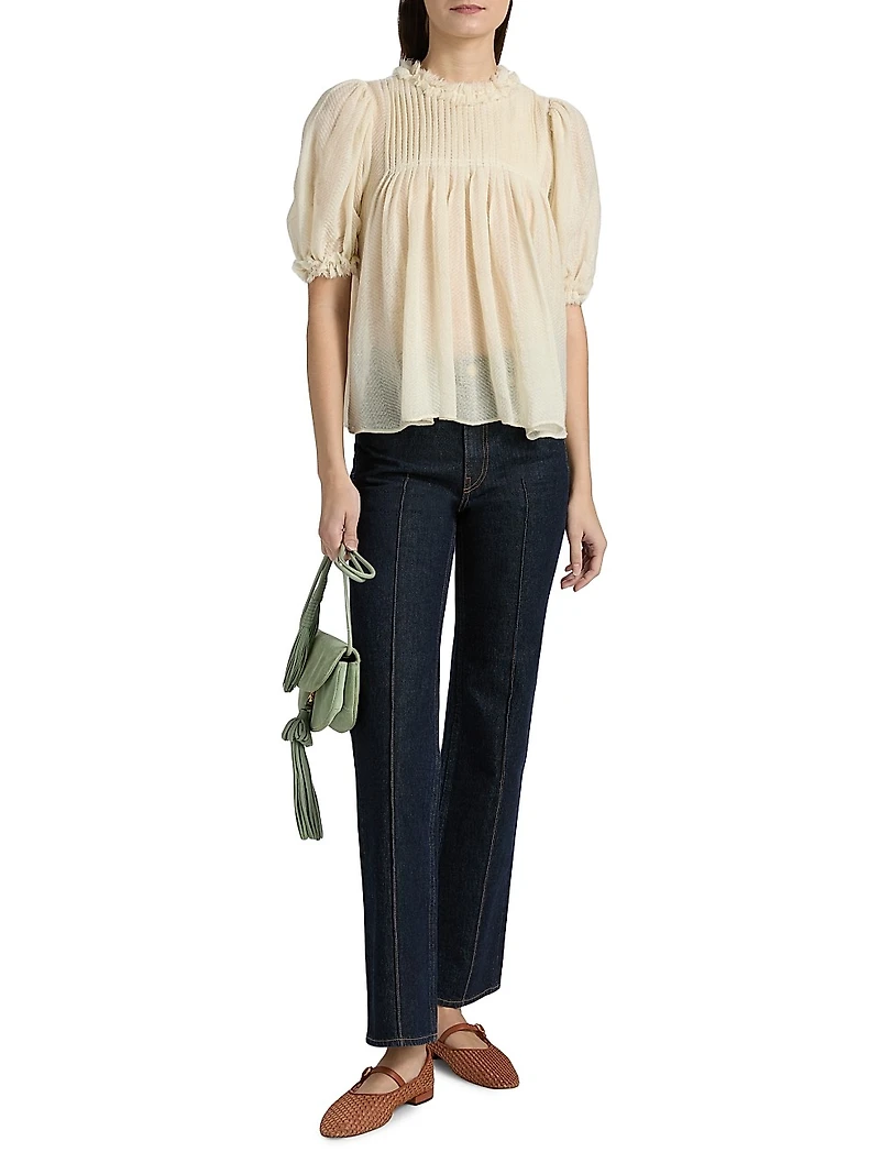 Karlyn Pleated Wool Top
