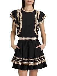 Anora Scalloped-Trim Cotton Top