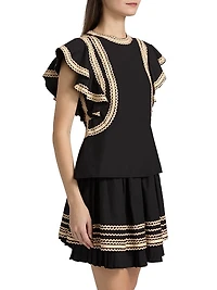 Anora Scalloped-Trim Cotton Top