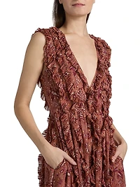 Aida Printed Silk-Blend Ruffled Gown