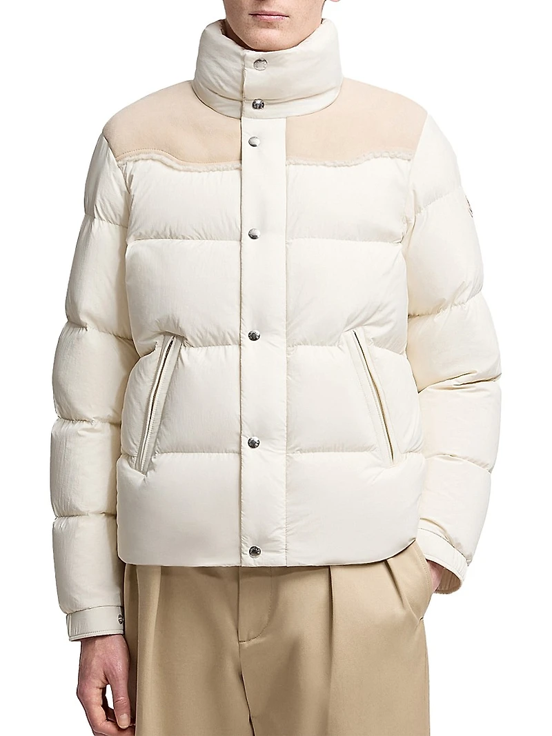 Verine Puffer Jacket with Suede Trim