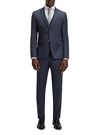 Three-Piece Slim-fit Suit Patterned Stretch Wool