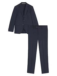Three-Piece Slim-fit Suit Patterned Stretch Wool