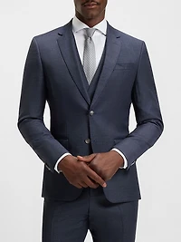 Three-Piece Slim-fit Suit Patterned Stretch Wool