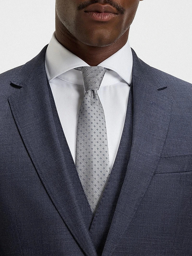 Three-Piece Slim-fit Suit Patterned Stretch Wool