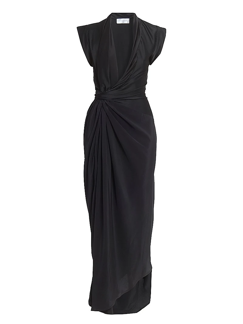 Asymmetric Twist Silk Cocktail Dress