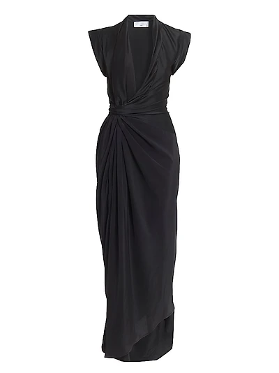 Asymmetric Twist Silk Cocktail Dress
